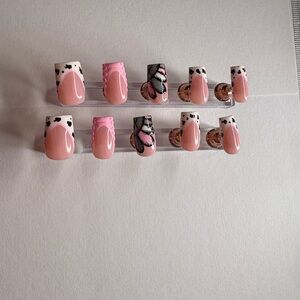 Pink and Black Butterfly Nail Set